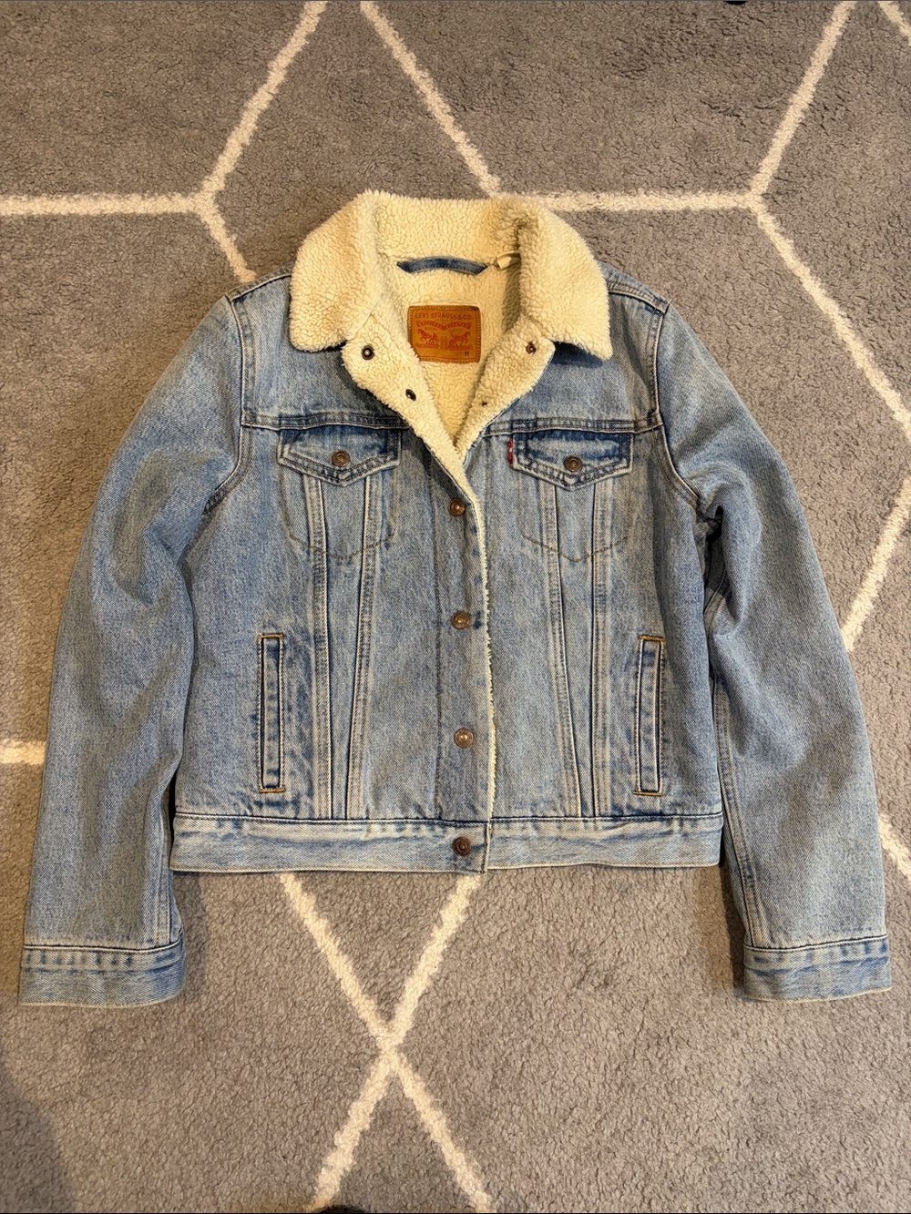 Levi's Light Blue Denim Jacket with Cream Sherpa Collar